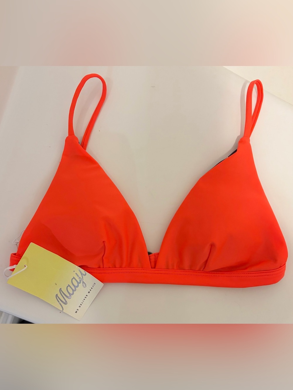 NWT Maaji Neon Orange Reversible Bikini Top Size Medium
